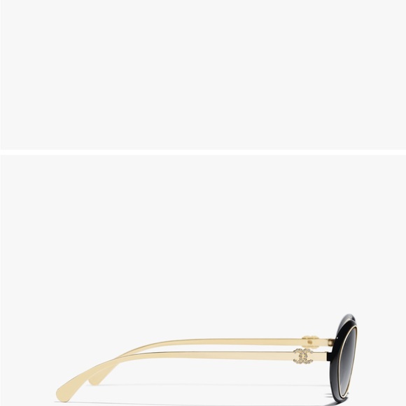 CHANEL Black and Cream Oval Sunglasses